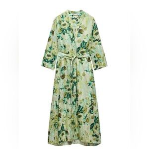 Zara Mint Green Floral Maxi Dress